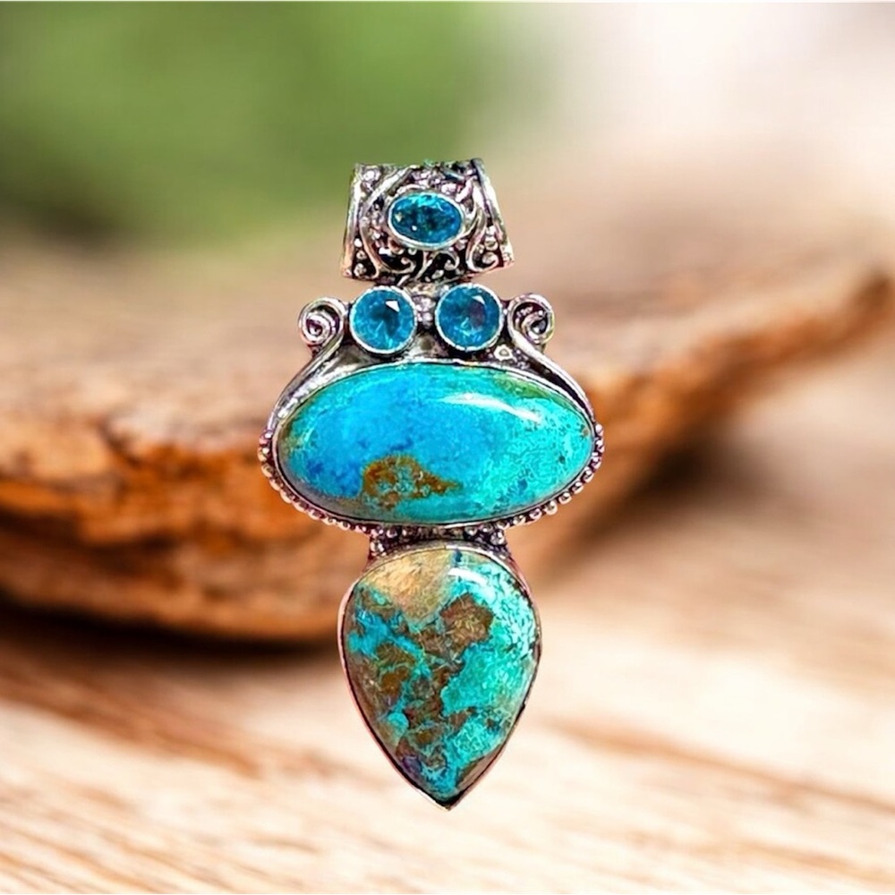 Genuine Apatite and Sterling Silver Pendant